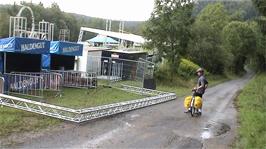 An event is being set up near the car park on Route 5 at Bannhaldenstrasse, Winterthur, 24.8 miles into the ride